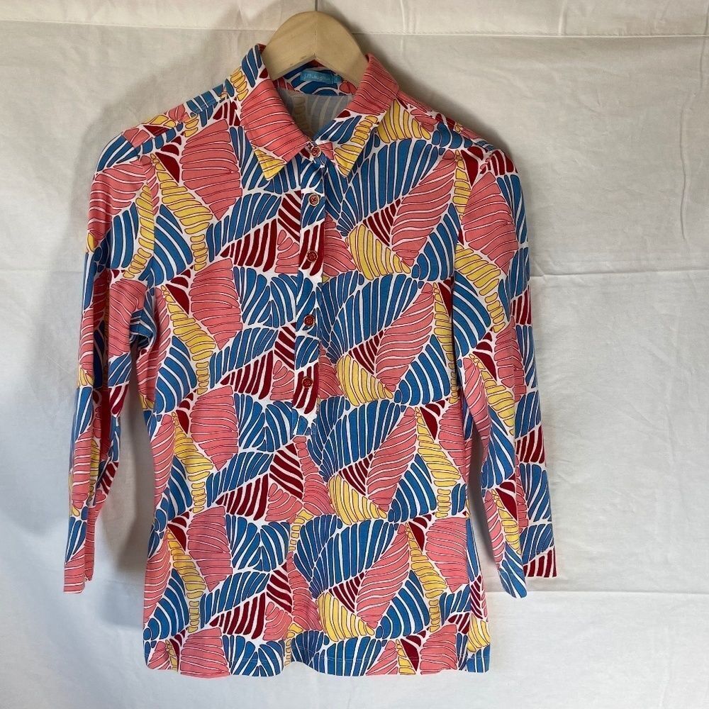 J. McLaughlin Multi-Colored‎ Palm Print Shirt Sz S